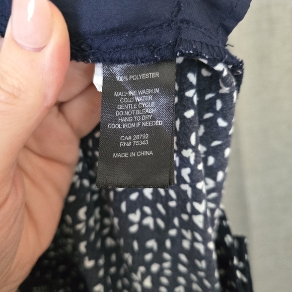 Willi Smith Abstract Dot Trouser Pants Navy Blue Size 8 Satin - Picture 5 of 5